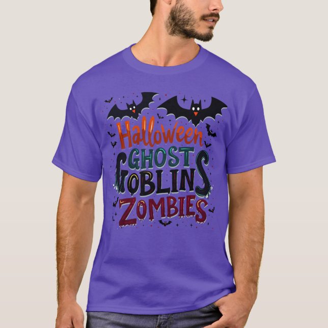 Camiseta Texto de Halloween - Goblins fantasma y zombies (Anverso)