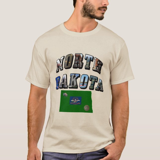 Camiseta Texto de imagen de Dakota del Norte (Anverso)