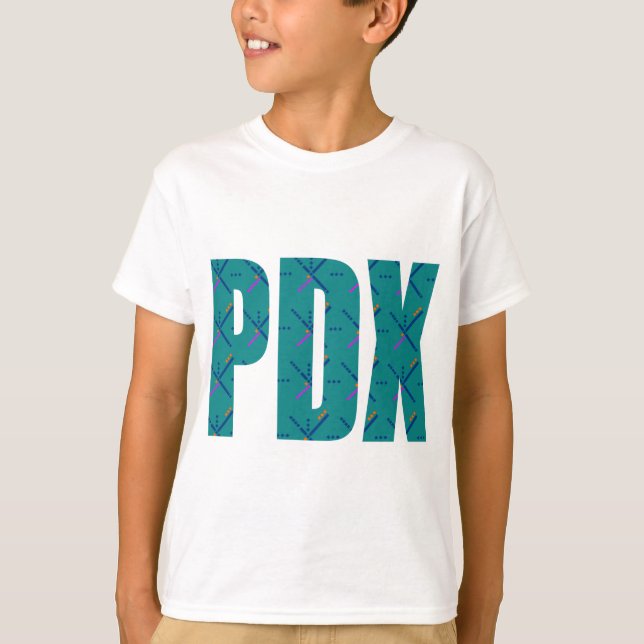 Camiseta Texto de la alfombra del aeropuerto de PDX (Anverso)
