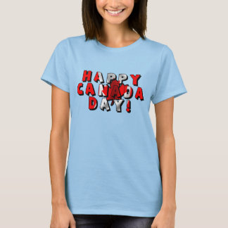 Camiseta Texto de la bandera del Día de Canadá Feliz