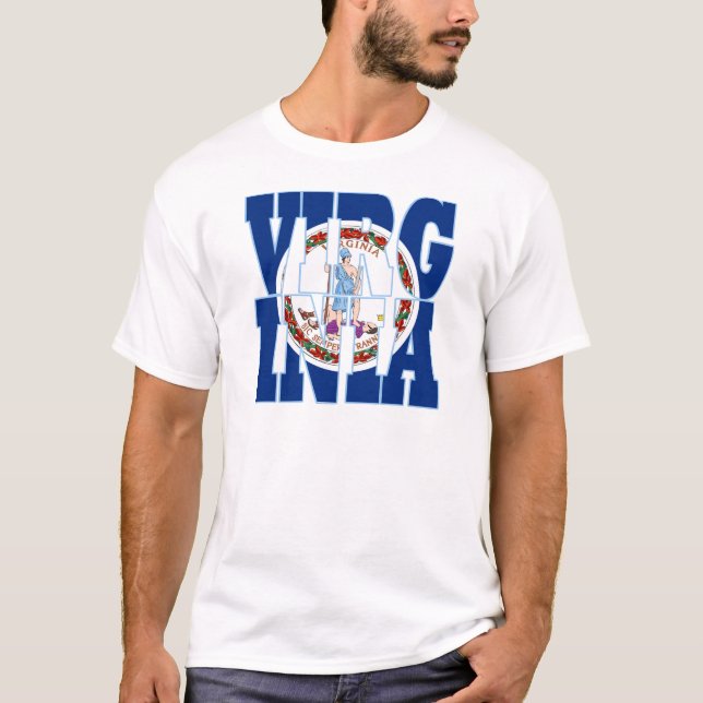 Camiseta Texto de la bandera del estado de Virginia (Anverso)