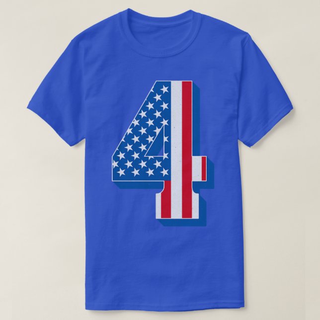 Camiseta Texto de la bandera estadounidense del número 4 de (Diseño del anverso)