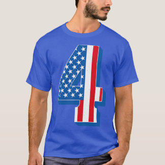 Camiseta Texto de la bandera estadounidense del número 4 de