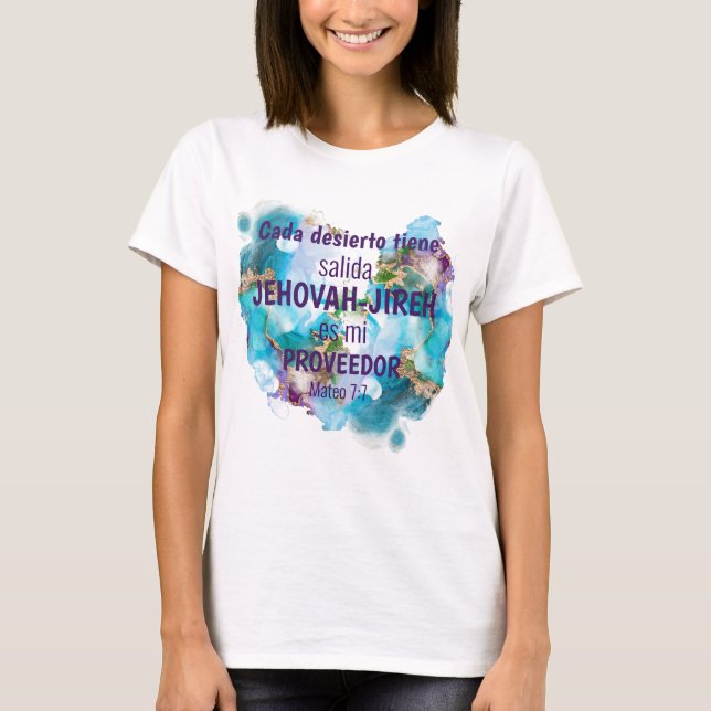 Camiseta Texto de la Biblia Cita Mármol Azul Púrpura Oro (Anverso)