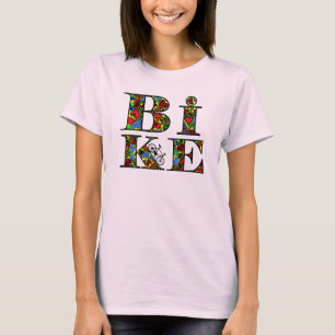 Camiseta Texto de la bicicleta con relleno de corazón
