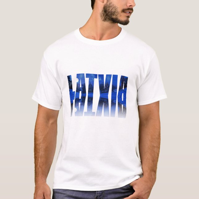 Camiseta Texto de la noche de invierno de Letonia con refle (Anverso)