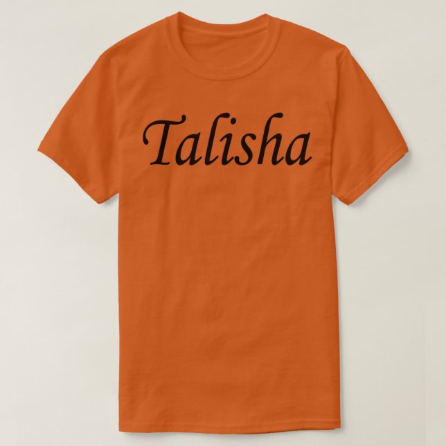 Camiseta Texto de las letras del nombre negro talisha (Diseño del anverso)