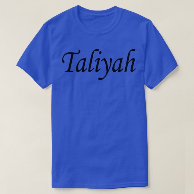 Camiseta Texto de las letras del nombre negro taliyah (Diseño del anverso)