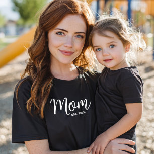 Camiseta Texto de mamá Fecha establecida Fecha mínima negri