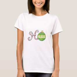 Camiseta Texto de Navidades íntimos, Ho en ornamentos de ca