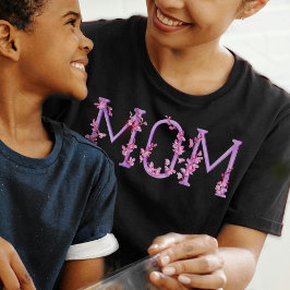 Camiseta Texto de orquídea de arte acuarela de mamá