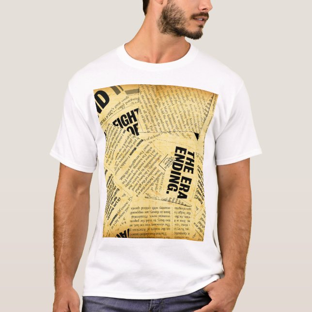 Camiseta Texto de periódico con papel antiguo (Anverso)