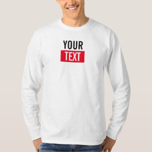 Camiseta Texto de personalizable Mens Blanco de manga larga