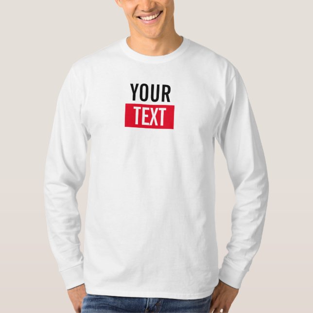 Camiseta Texto de personalizable Mens Blanco de manga larga (Anverso)