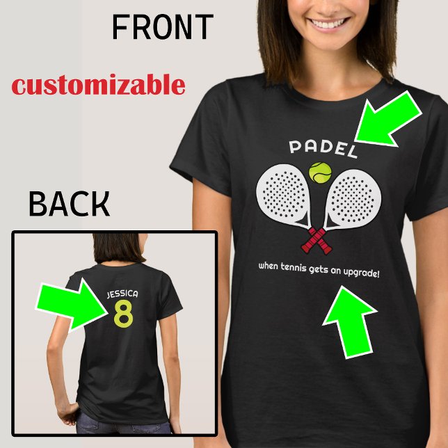 Camiseta Texto de personalizado, actualización de Padel - P (Custom text back and front, Padel Upgrade - For the Tennis rebels, )