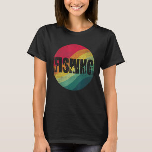 Camiseta Texto De Pesca Atardecer Retro Para Pescadores