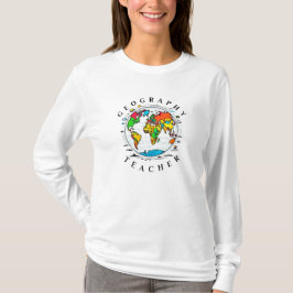 Camiseta Texto de profesor de geografía con gráfico de glob