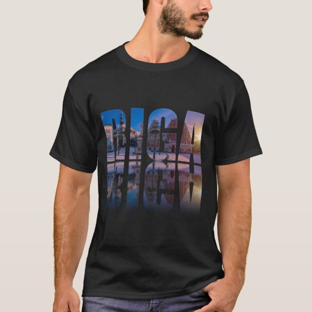 Camiseta Texto de Riga, Letonia (Anverso)