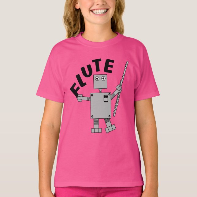 Camiseta Texto de robot de flauta (Anverso)