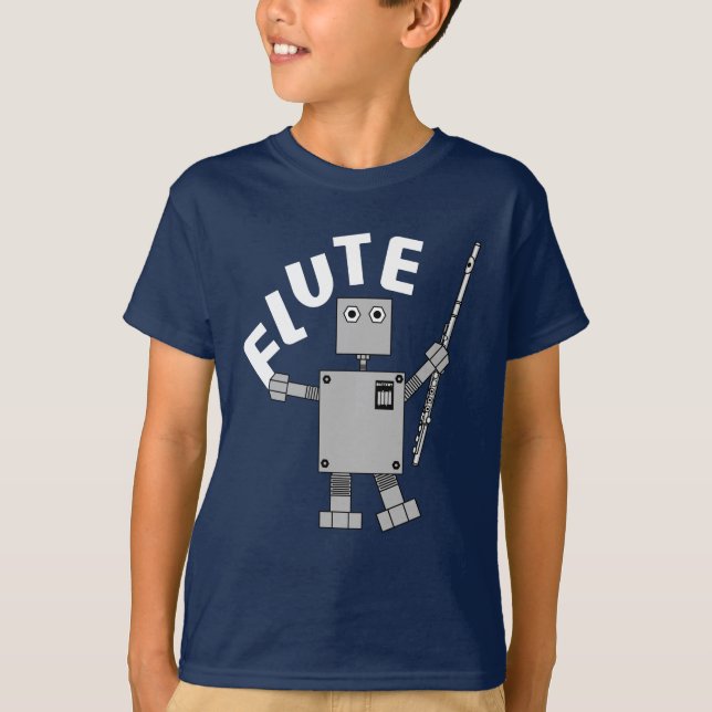 Camiseta Texto de robot de flauta (Anverso)