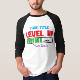 Camiseta texto de subir de nivel con progreso de carga verd