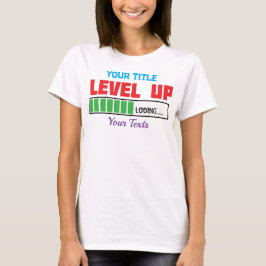 Camiseta texto de subir de nivel con progreso de carga verd