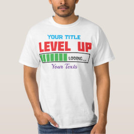 Camiseta texto de subir de nivel con progreso de carga verd