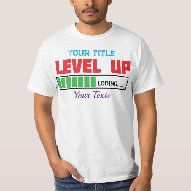 Camiseta texto de subir de nivel con progreso de carga verd (Anverso)