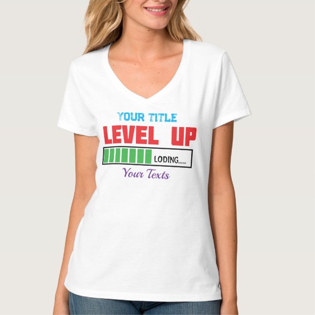 Camiseta texto de subir de nivel con progreso de carga verd (Anverso)
