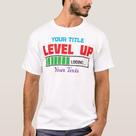 Camiseta texto de subir de nivel con progreso de carga verd