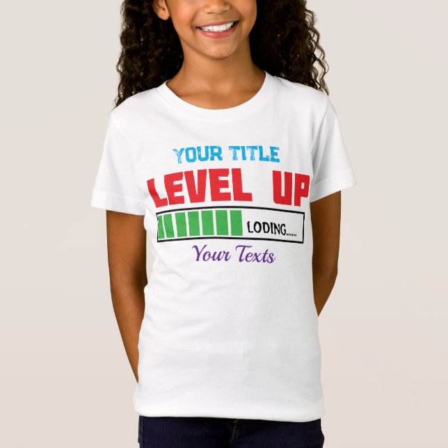 Camiseta texto de subir de nivel con progreso de carga verd (Anverso)