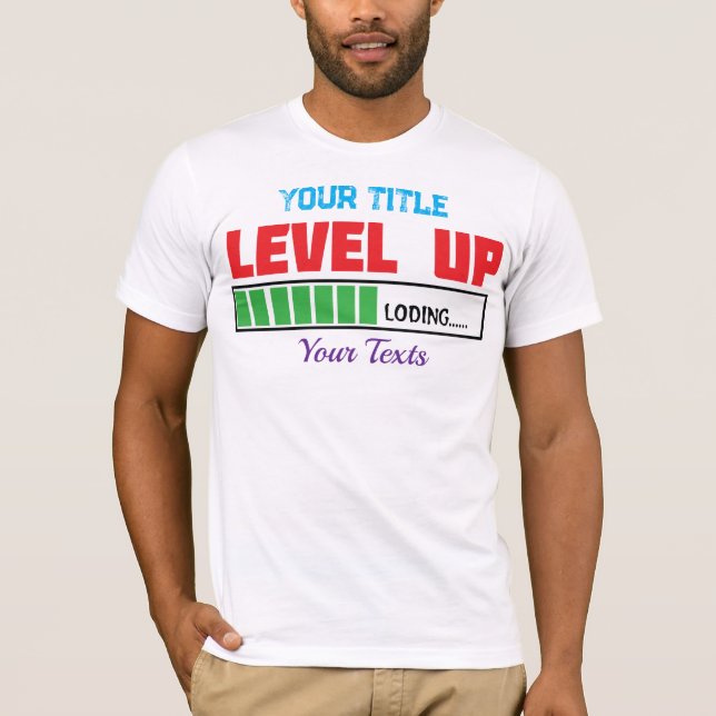 Camiseta texto de subir de nivel con progreso de carga verd (Anverso)