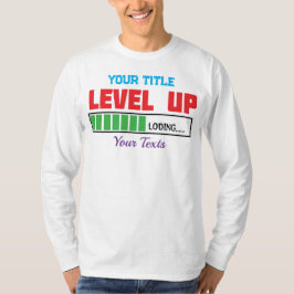 Camiseta texto de subir de nivel con progreso de carga verd
