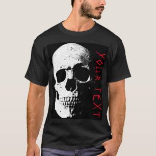 Camiseta Texto de terror de cráneo rojo negro para hombre m