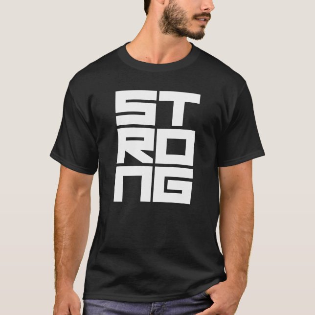 Camiseta texto de tipografía en negrita Fuerte (Anverso)