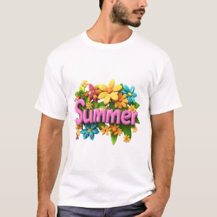 Camiseta Texto de verano con flores