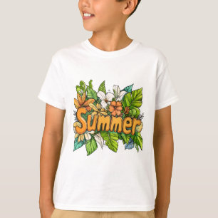 Camiseta Texto de verano - Diseño floral de verano