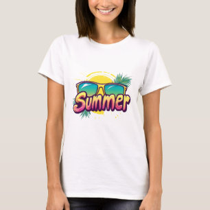 Camiseta Texto de verano - Gafas de sol de verano coloridas