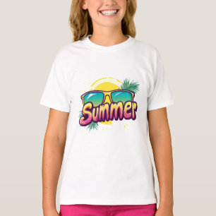 Camiseta Texto de verano - Gafas de sol de verano coloridas