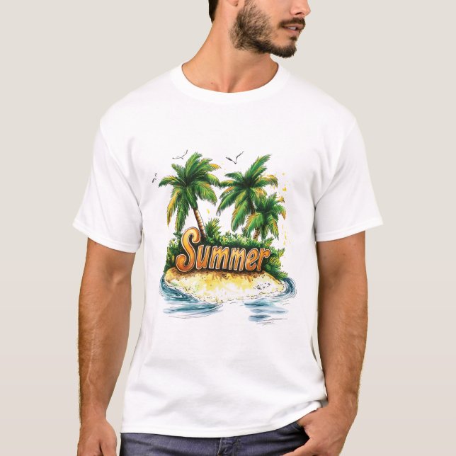 Camiseta Texto de verano - Isla de verano tropical (Anverso)