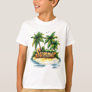 Camiseta Texto de verano - Isla de verano tropical