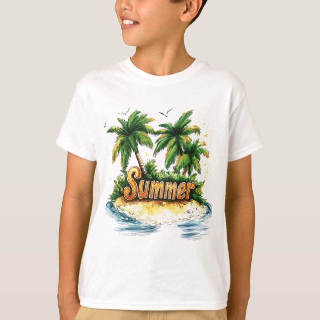 Camiseta Texto de verano - Isla de verano tropical (Anverso)