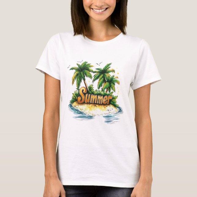 Camiseta Texto de verano - Isla de verano tropical (Anverso)