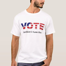 Camiseta Texto de voto en el nombre del candidato de color 