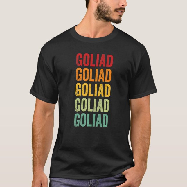 Camiseta Texto del arcoiris del condado de Goliad Texas (Anverso)