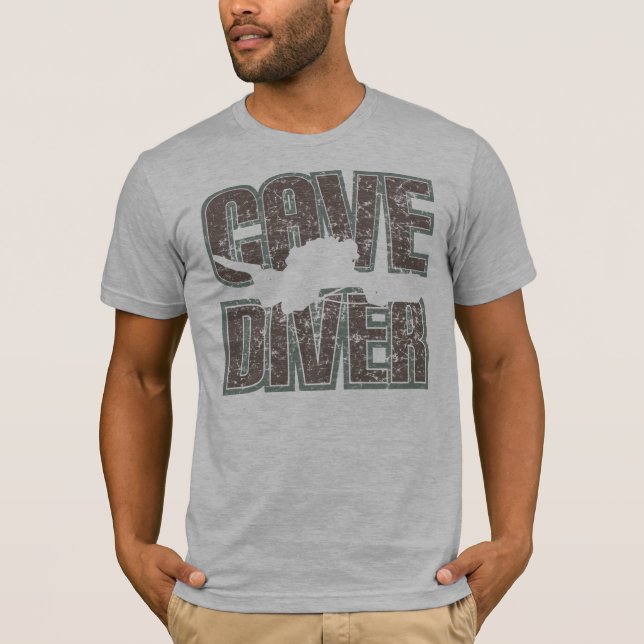Camiseta texto del buceador de la cueva apenado (Anverso)