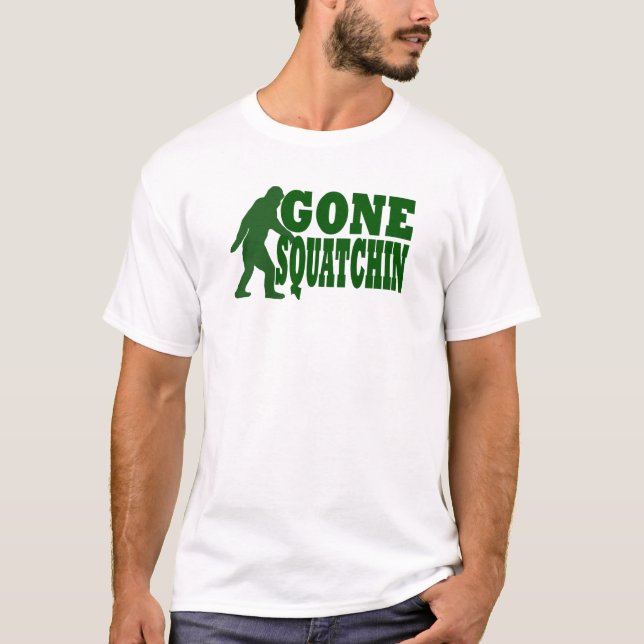 Camiseta Texto del eslogan verde fuera de squatchin (Anverso)
