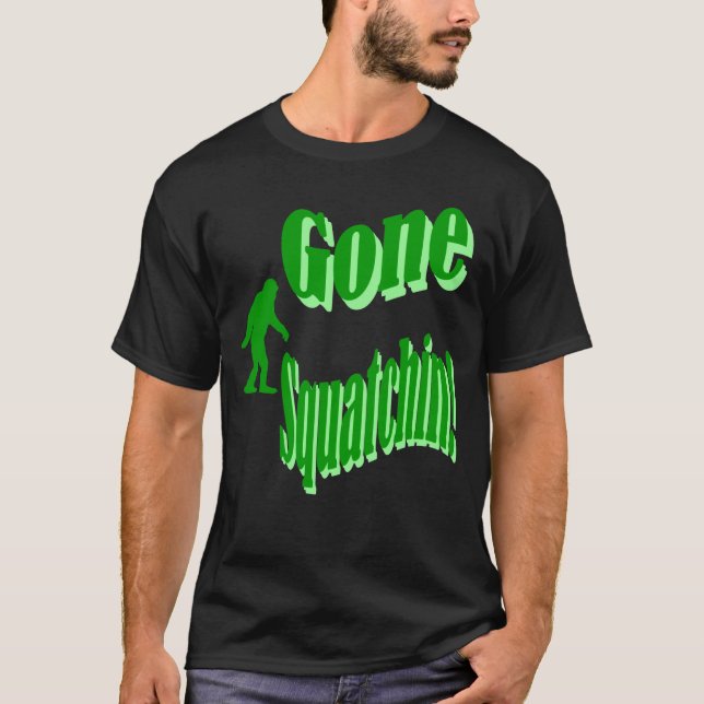 Camiseta Texto del eslogan verde fuera de squatchin (Anverso)