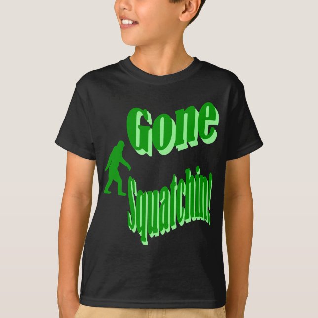 Camiseta Texto del eslogan verde fuera de squatchin (Anverso)
