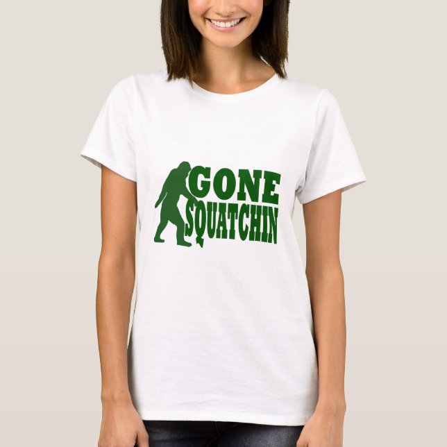 Camiseta Texto del eslogan verde fuera de squatchin (Anverso)